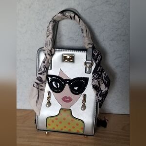 Artsy Fashion Women's Handbag with Cartoon Design and Pearl Accent